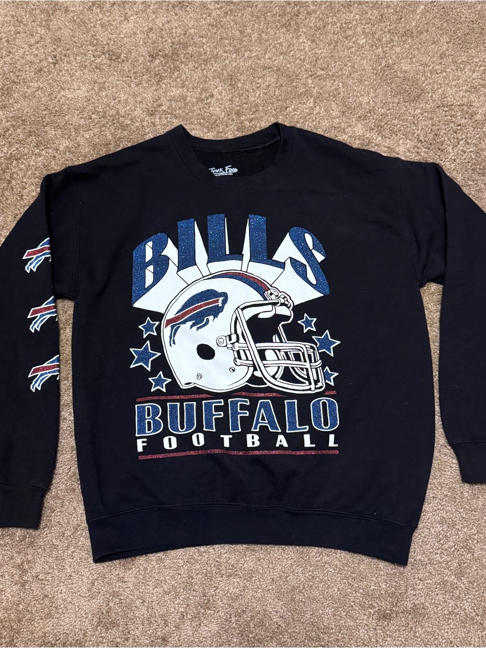 Buffalo Bills Sweatshirt Womens Small Black Pullover Long Sleeve NFL Logo